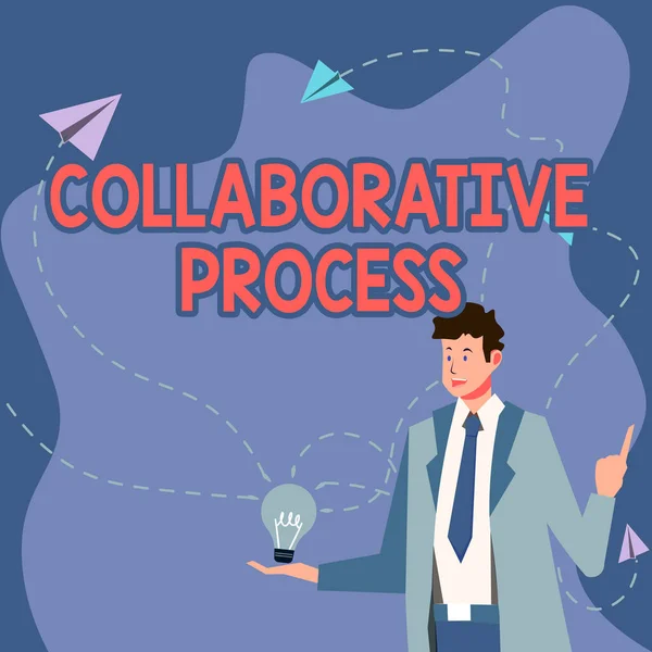 디스플레이 Collaborative Process Internet Concept People Organizations Work Results — 스톡 사진