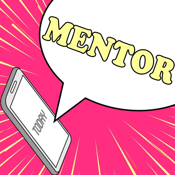 Textschild Mit Mentor Business Ansatz Oder Schulung Eines Besonders Jüngeren — Stockfoto