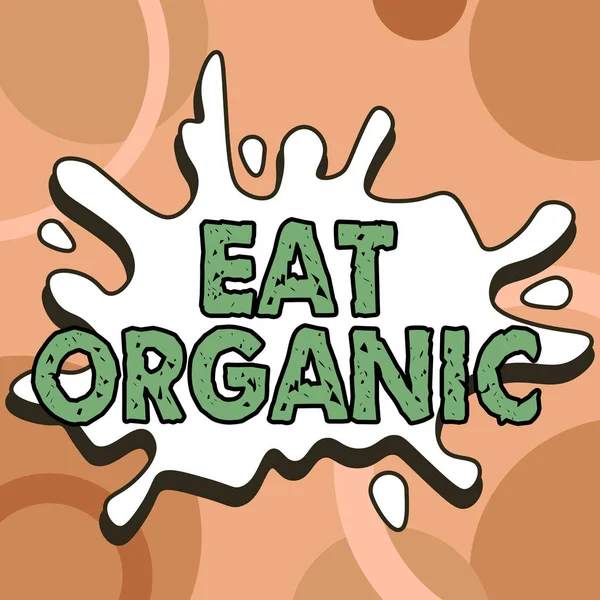 Texto Caligrafia Comer Orgânico Conceito Significado Redução Comer Doces Controle — Fotografia de Stock