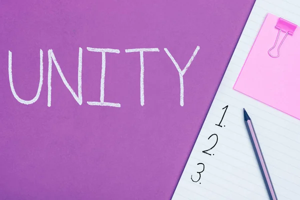 Escrever Exibindo Texto Unity Business Idea State Being United Joined — Fotografia de Stock