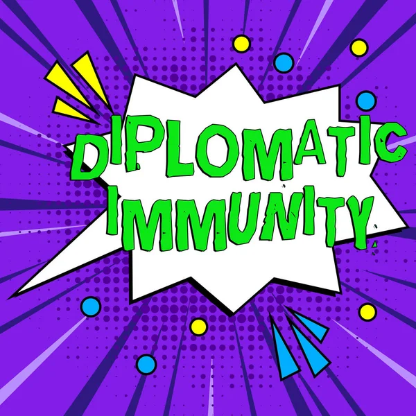 Handschrifttekst Diplomatieke Immuniteit Business Showcase Wet Die Buitenlandse Diplomaten Bijzondere — Stockfoto