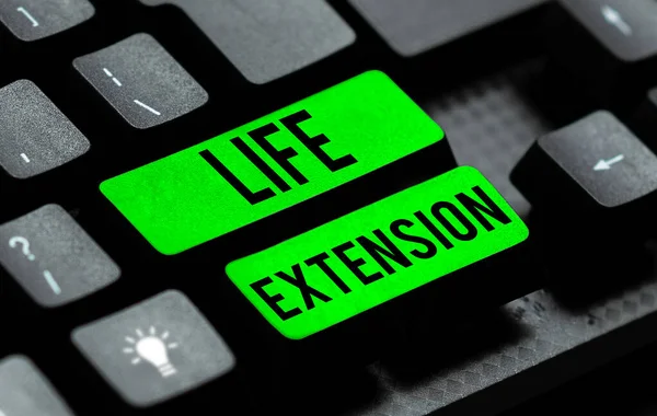 Text Sign Showing Life Extension Business Concept Able Continue Working — Stock Photo, Image
