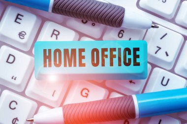 Conceptual caption Home Office, Business showcase space designated in a persons residence for official business