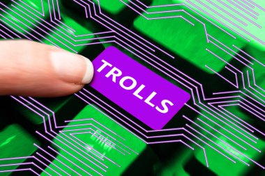 Trolleri gösteren metin başlığı, iş fikri İnternet argo trolü insanları İnternet 'te üzmeye başlayan kişi
