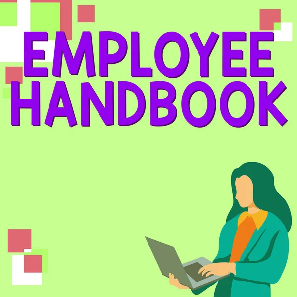 Text Sign Showing Employee Handbook Business Concept Document Contains Operating — Stock Photo, Image