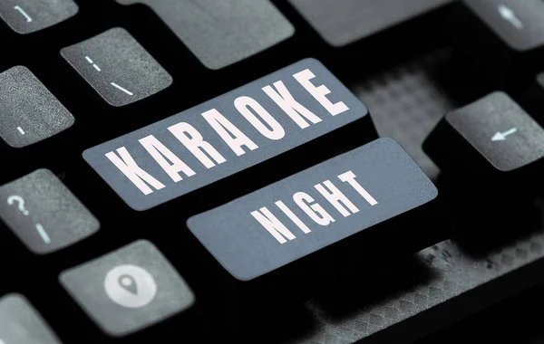 Cartello Che Mostra Karaoke Night Internet Concept Entertainment Che Canta — Foto Stock