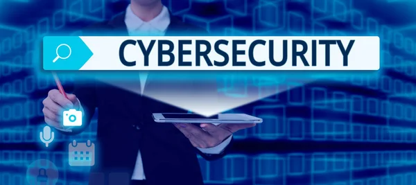 Scrivere Testo Cybersecurity Concetto Che Significa Stato Protezione Contro Uso — Foto Stock