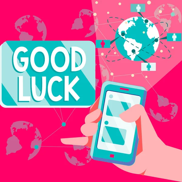Schreiben Von Textanzeigen Good Luck Word Written Ein Positives Glück — Stockfoto