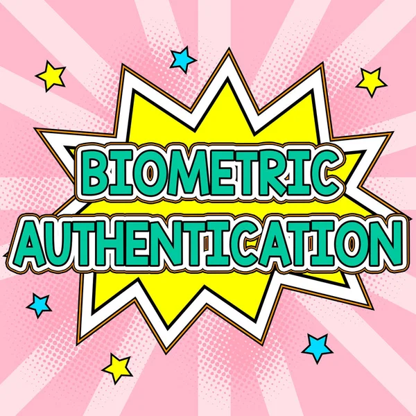 Inspiração Mostrando Sinal Autenticação Biométrica Palavra Escrito Sobre Verificação Identidade — Fotografia de Stock