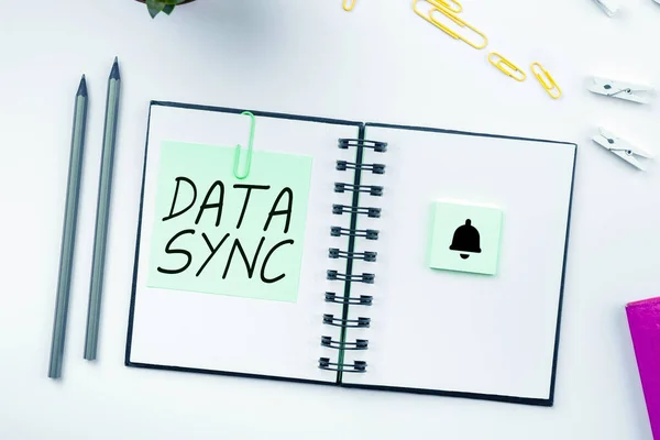 Conceptuele Weergave Data Sync Concept Betekent Data Die Continu Wordt — Stockfoto