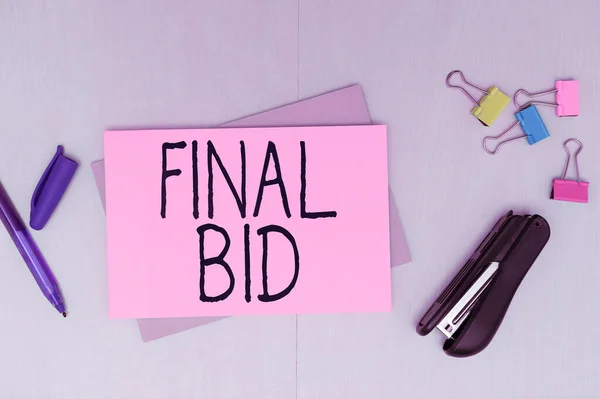 Handwriting Text Final Bid Business Overview Decided Cost Item Which — Stock Photo, Image