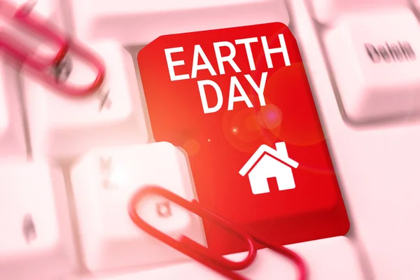 Writing Displaying Text Earth Day Internet Concept Worldwide Celebration Ecology — Stock Photo, Image