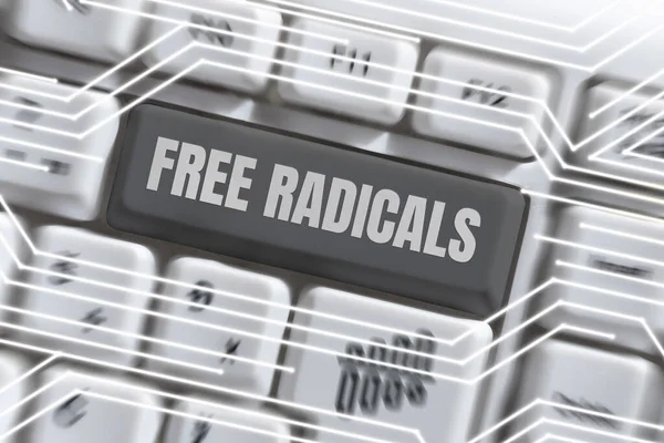 Εγγραφείτε Εμφανίζοντας Free Radicals Επιχειρηματική Προσέγγιση Που Παράγεται Στο Σώμα — Φωτογραφία Αρχείου