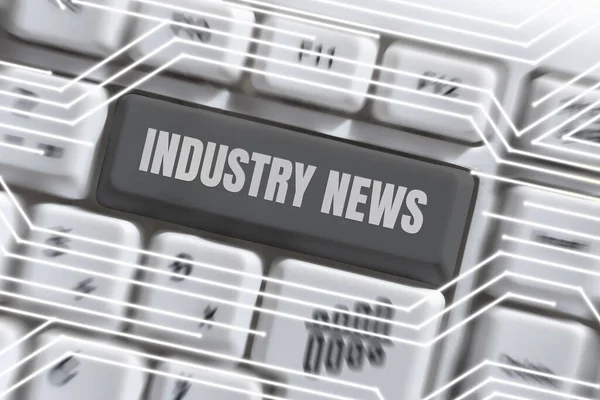 Inspiratie Toont Teken Industrie Nieuws Woord Voor Technisch Marktrapport Manufacturing — Stockfoto