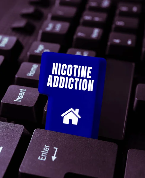 Tekst Bijschrift Presenteren Nicotine Addiction Word Written Condition Being Addicted — Stockfoto