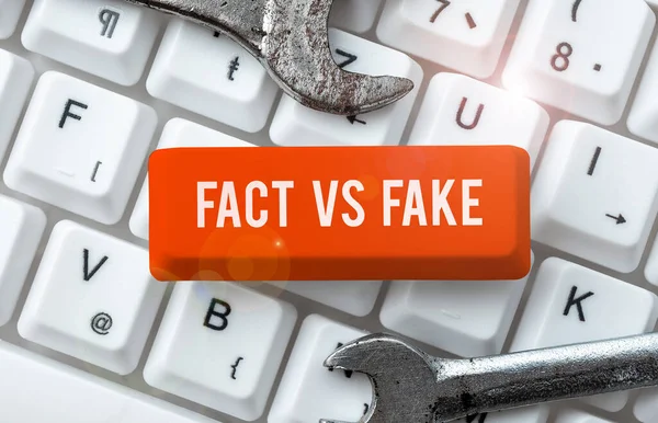 Konceptvisning Fakta Fake Konceptfoto Det Sant Eller Falskt Tvivel Något — Stockfoto