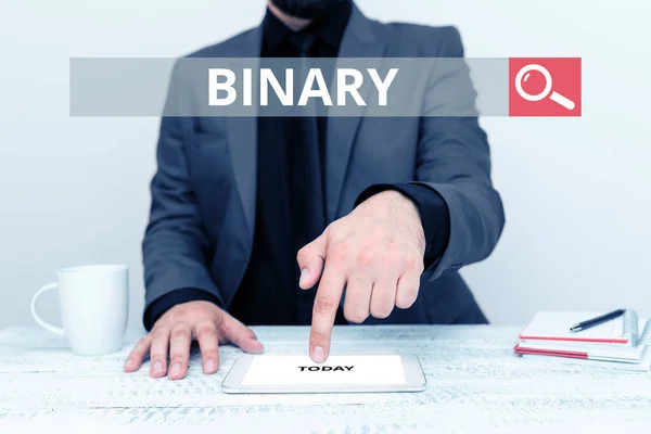 Tekst Bijschrift Presenteren Binary Business Concept Met Betrekking Tot Het — Stockfoto