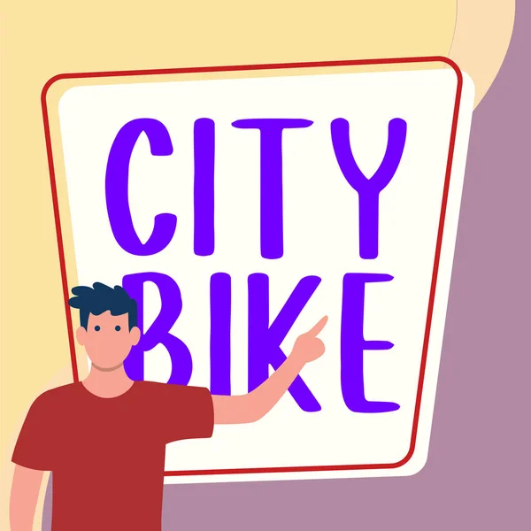 Şehir Bisikletini Gösteren Tabela Aynı Düzlükte Düz Kentsel Alanlarda Düzenli — Stok fotoğraf