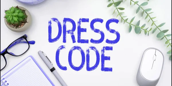 Scrivere Visualizzazione Del Testo Dress Code Business Panoramica Modo Accettato — Foto Stock
