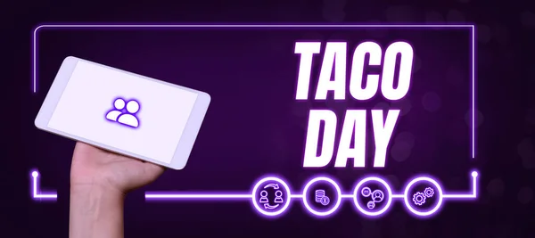 Texto Caligrafia Taco Day Business Showcase Dia Comemorativo Que Promove — Fotografia de Stock