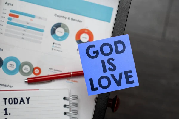 Sign displaying God Is Love, Business approach Believing in Jesus having faith religious thoughts Christianity