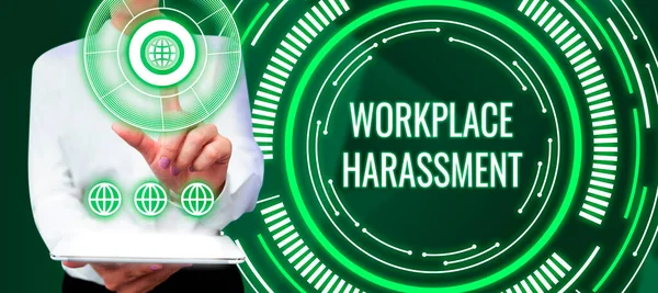 Stock image Conceptual caption Workplace Harassment, Concept meaning Different race gender age sexual orientation of workers