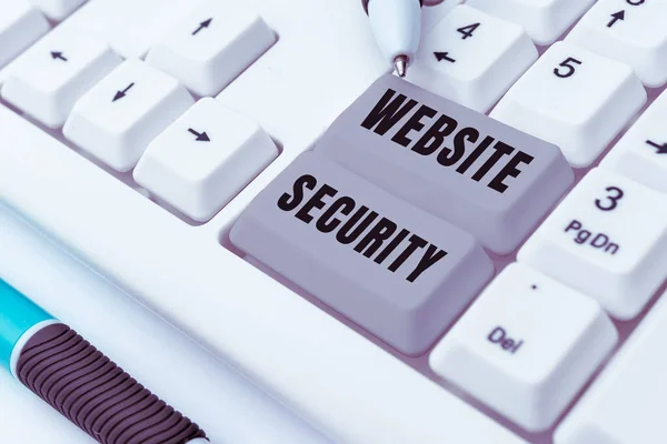 Segnale Testo Che Mostra Sicurezza Del Sito Web Approccio Aziendale — Foto Stock