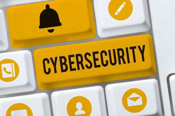 Konceptuell Visning Cybersäkerhet Word Skrivet Läget För Skydd Mot Olaglig — Stockfoto