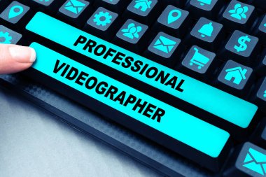 Profesyonel Videografı gösteren metin işareti, Bir uzman tarafından dijital olarak kaydedilen film yapımı resimleri için sözcük