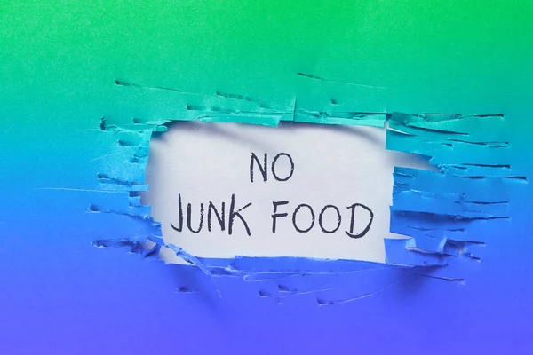 Üzenet Ami Inspirációt Junk Food Conceptual Photo Stop Eating Unhealthy — Stock Fotó