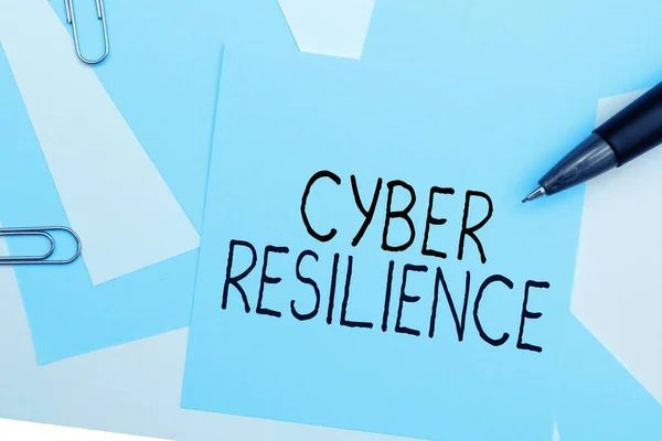 Signo Texto Que Muestra Cyber Resilience Internet Concept Medida Bien —  Fotos de Stock