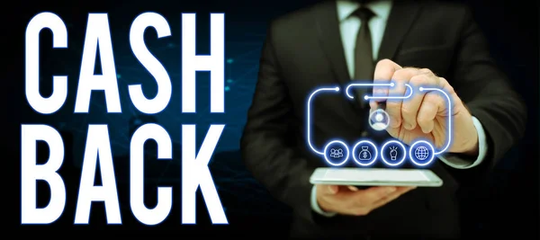 Cash Back Concept Anlamı Alıcılara Para Alacakları Bazı Ürünler Sunmaktır — Stok fotoğraf