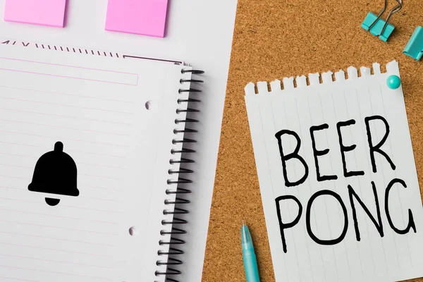 Kézírás Jel Beer Pong Üzleti Koncepció Egy Játék Egy Sor — Stock Fotó