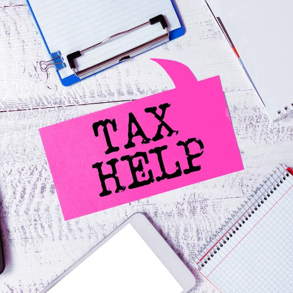 Testi Calligrafi Tax Help Business Showcase Assistenza Dal Contributo Obbligatorio — Foto Stock