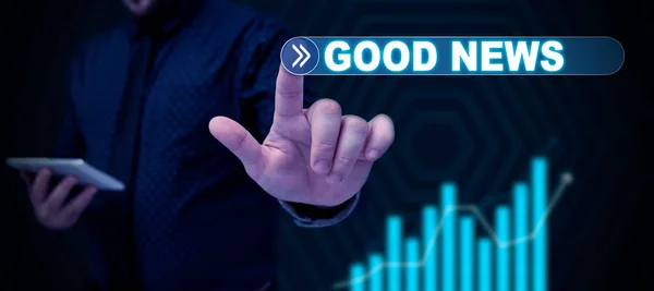 Conceptual Caption Good News Business Approach Someone Something Positive Encouraging — Fotografia de Stock