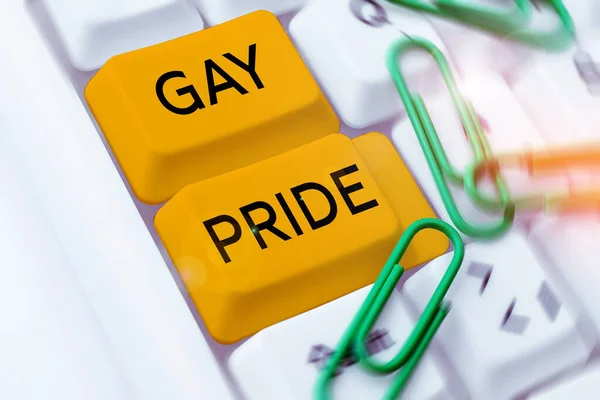 Yazı Başlığı Gay Pride Concept Anlamı Bir Erkeğe Kadına Ait — Stok fotoğraf