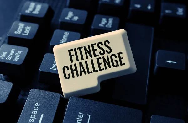 Κείμενο Σημάδι Που Δείχνει Fitness Challenge Internet Concept Προϋπόθεση Του — Φωτογραφία Αρχείου
