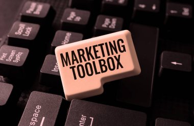 Handwriting text Marketing Toolbox, Word for Means in promoting a product or services Automation