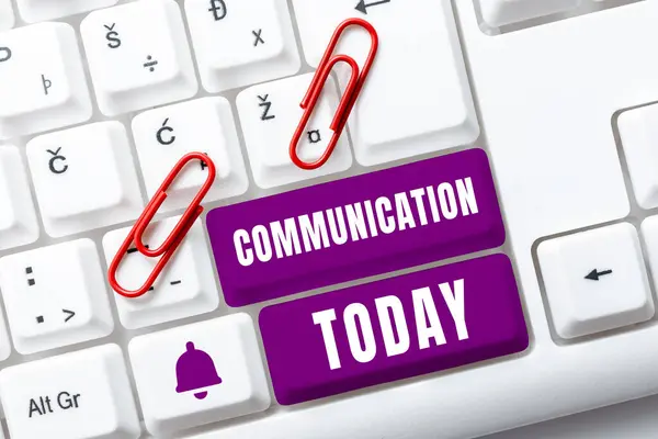 Leyenda Conceptual Comunicación Enfoque Empresarial Impartir Intercambiar Información Hablando Por — Foto de Stock