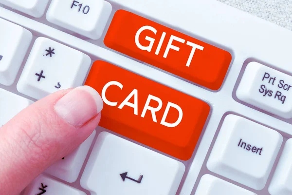 Testo Che Mostra Ispirazione Gift Card Vetrina Commerciale Regalo Solito — Foto Stock
