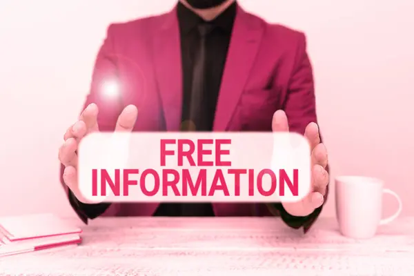 Вивіска Відображає Безкоштовну Інформацію Знання Про Бізнес Отримані Від Розслідування — стокове фото