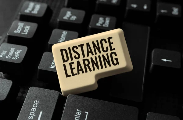 Text Rukopisu Distance Learning Business Approach Vzdělávací Přednášky Vysílané Přes — Stock fotografie