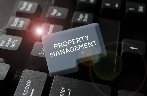 Conceptual display Property Management, Internet Concept Overseeing of Real Estate Preserved value of Facility