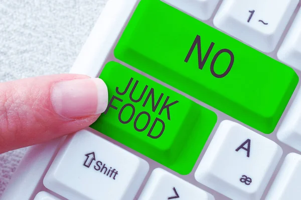 Szöveg Megjelenítése Junk Food Üzleti Koncepció Egyél Egészségtelen Dolgokat Menj — Stock Fotó