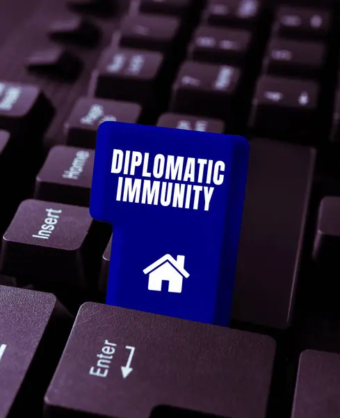 Tekstbord Met Diplomatieke Immuniteit Woord Geschreven Wet Die Buitenlandse Diplomaten — Stockfoto