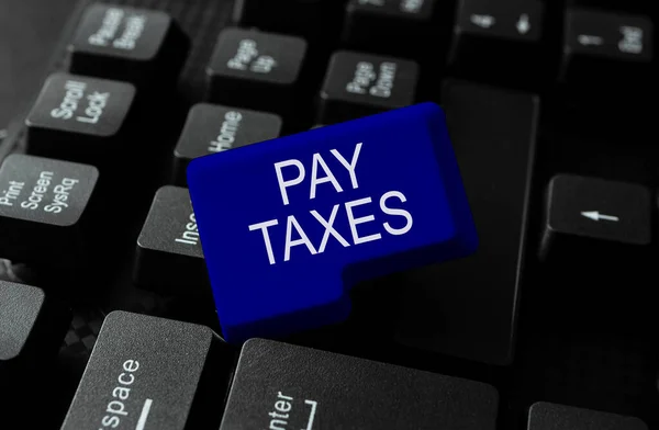 Segno Scrittura Mano Pay Tax Word Elaborazione Fiscale Contabile Calcolare — Foto Stock
