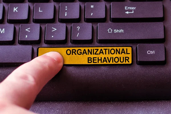 Stock image Text caption presenting Organizational Behaviour, Word Written on the study of the way people interact within groups
