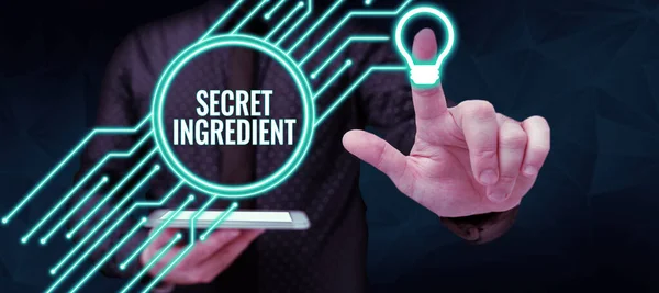 Sign Displaying Secret Ingredient Business Showcase Special Technique Materials Used — Stock Photo, Image