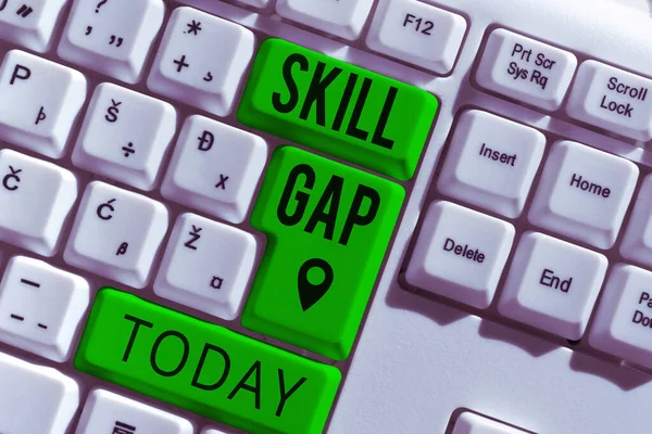 Texto Que Presenta Skill Gap Escaparate Negocios Refiriéndose Una Debilidad — Foto de Stock