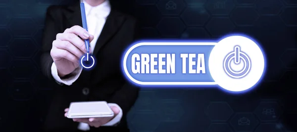 Text Rukopisu Zelený Čaj Koncept Znamenající Druh Čaje Který Vyroben — Stock fotografie